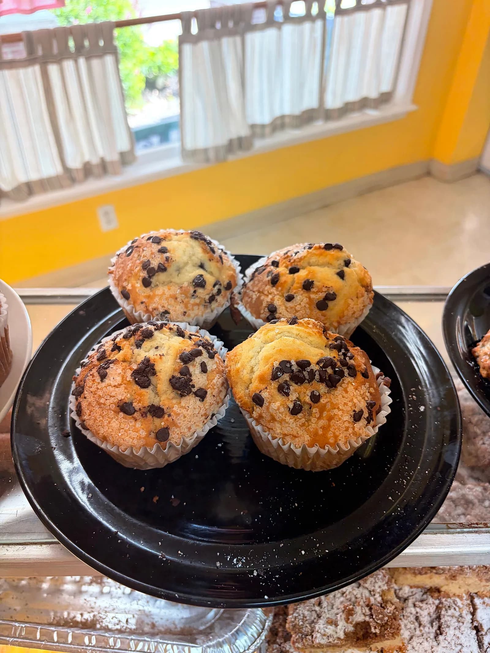 Sugar-topped chocolate chip muffins